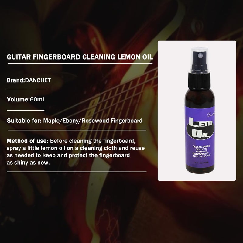 Danchet Guitar Cleaning - Guitar Fretboard Lemon Oil - Lemon oil to remove dirt and grease from musical instruments - Musical Instrument Accessories - Image 1